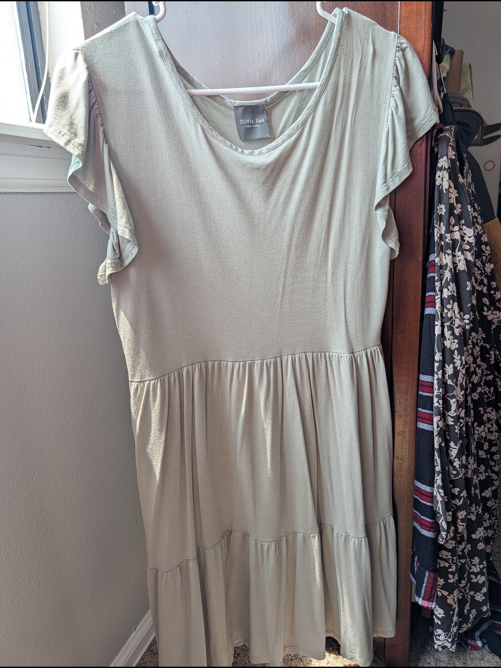 Olivia Rae Light Sage Scoop Neck Knit Dress